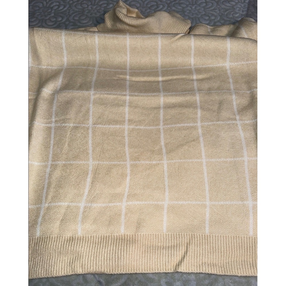 Andree by Unit Cream White Windowpane Grid Turtleneck 2XL, Soft, minimalist, NWT - Picture 4 of 11
